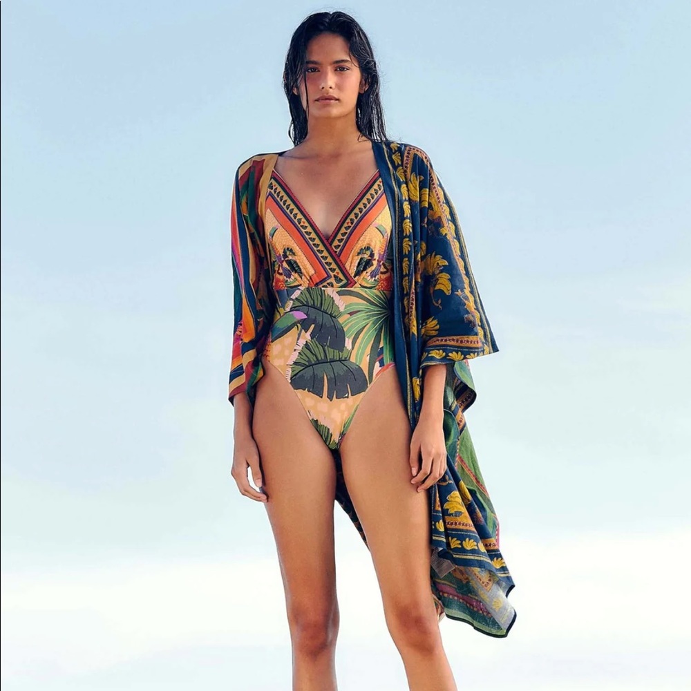 Farm Rio Sand Painted Toucans Scarf One Piece